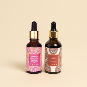 AM/PM Face Oils - 5,000 Year Old Skincare Ritual - Best Ayurvedic Skin Oils for Morning and Evening Daily with Haldi, Manjishta, Natural Vitamin C, Vitamin E - Morning Brightening Oil + Evening Even-Toning Oil Beauty set iYURA 