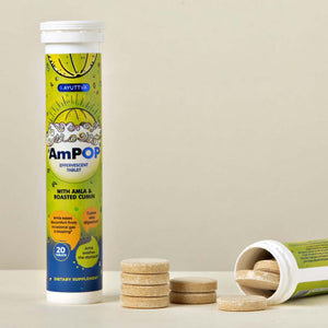 AmPop for Quick Relief from Gas & Bloat- The Only Ayurvedic Effervescent with Amla Extract and Roasted Cumin Supplements Ayuttva 