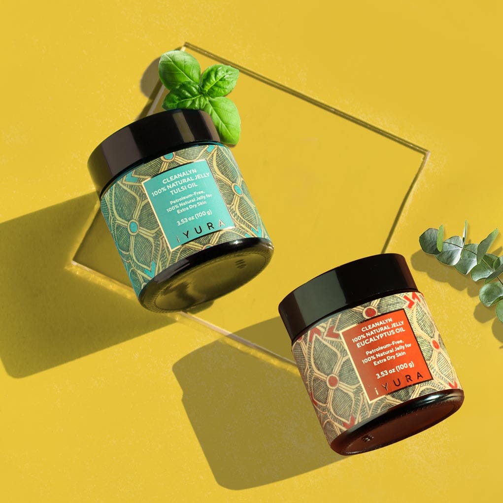 Bestselling PetroFree Jelly Duo: Cleanalyn Natural Jelly: Tulsi and Eucalyptus - For Excessively Dry Skin Natural Jelly iYURA 