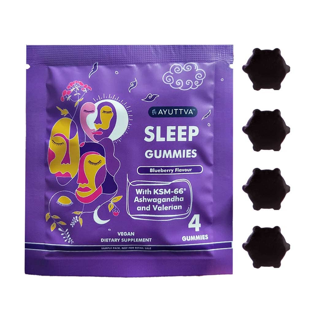 FREE GIFT SAMPLE: Sleep Gummies with KSM 66 Ashwagandha and Valerian Root for Blissful Sleep Supplements Ayuttva 