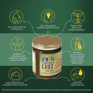 Pure Organic Ghee - Gotu Kola-Infused - A2 Grass-Fed Cow Ghee Ghee Ayuttva 